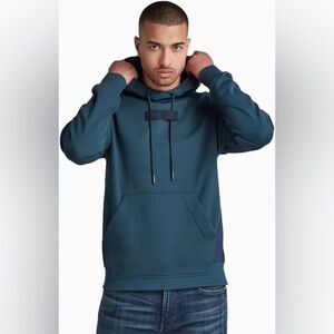 Raw G-Star Raw Woven Mix graphic loose hoodie dark blue size: XL